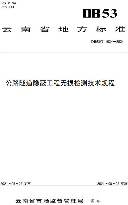 《公路隧道隐蔽工程无损检测技术规程》（DB53/T1034-2021）【云南省地方标准】【全文附高清无水印PDF版下载】