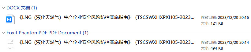 《LNG（液化天然气）生产企业安全风险防控实施指南》（T/SCSWXHXPXH05-2023）【全文附高清PDF+Word版下载】1
