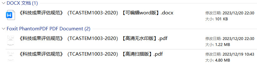 《科技成果评估规范》（T/CASTEM1003-2020）【全文附高清无水印PDF+DOC/Word版下载】1