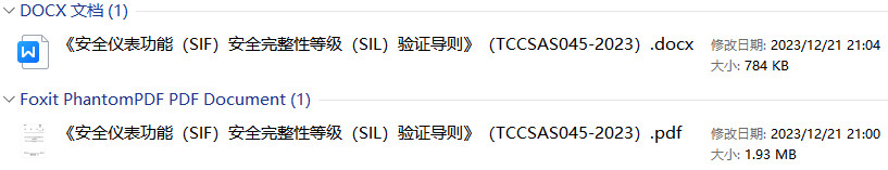 《安全仪表功能（SIF）安全完整性等级（SIL）验证导则》（T/CCSAS045-2023）【全文附高清PDF+Word版下载】1