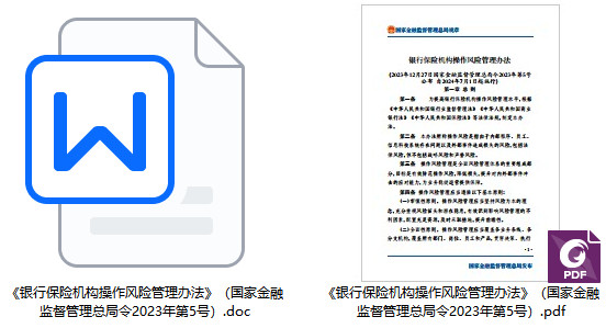 《银行保险机构操作风险管理办法》（国家金融监督管理总局令2023年第5号）【全文附PDF+word版下载】