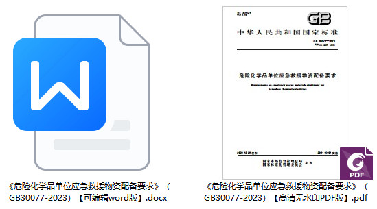 《危险化学品单位应急救援物资配备要求》（GB30077-2023）【全文附高清无水印PDF版+可编辑word版下载】1