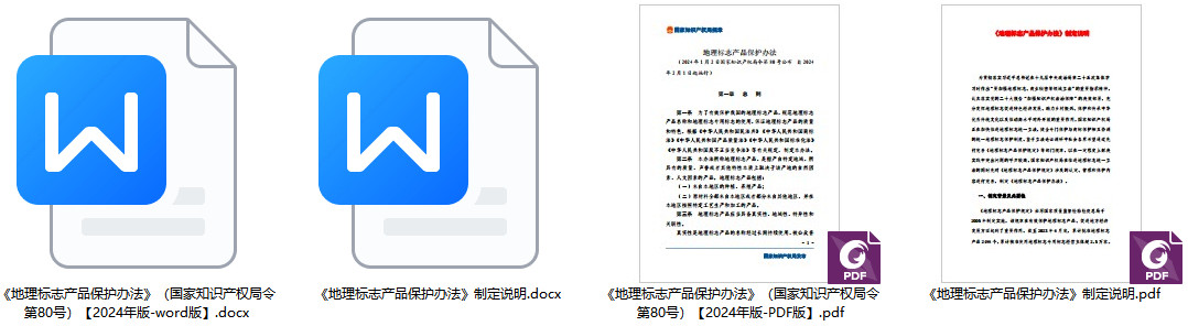《地理标志产品保护办法》（国家知识产权局令第80号）【2024年版全文附PDF+word版下载】