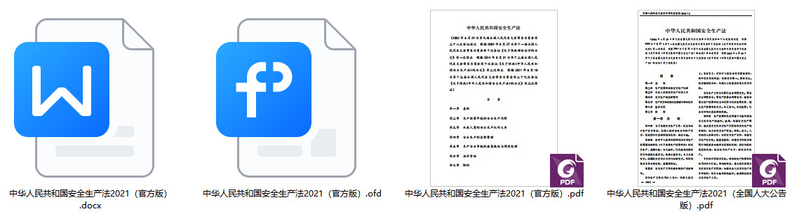 《中华人民共和国安全生产法》（2021年修订版全文）【PDF版+DOC版+OFD版下载】