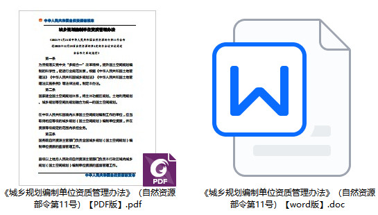 《城乡规划编制单位资质管理办法》（自然资源部令第11号）【全文附PDF+word版下载】