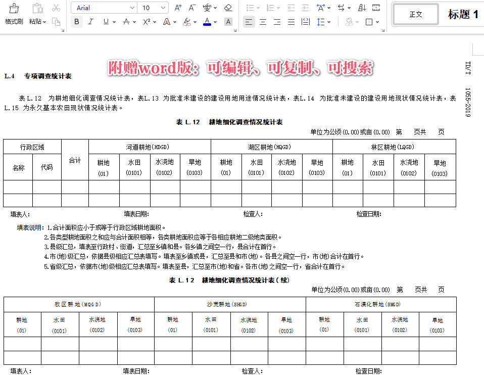 《第三次全国国土调查技术规程》（TD/T1055-2019）【全文附高清无水印PDF+可编辑Word版下载】5