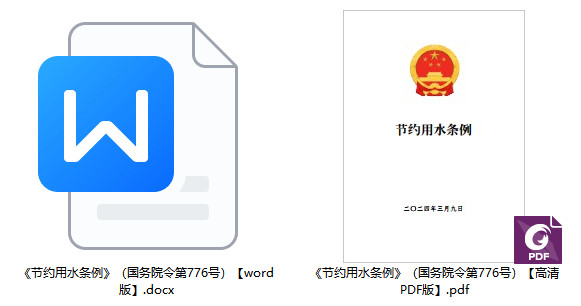 《节约用水条例》（国务院令第776号）【全文附PDF+word版下载】