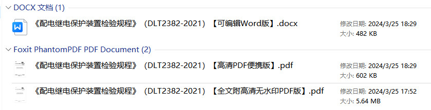 《配电继电保护装置检验规程》（DL/T2382-2021）【全文附高清无水印PDF+可编辑Word版下载】2