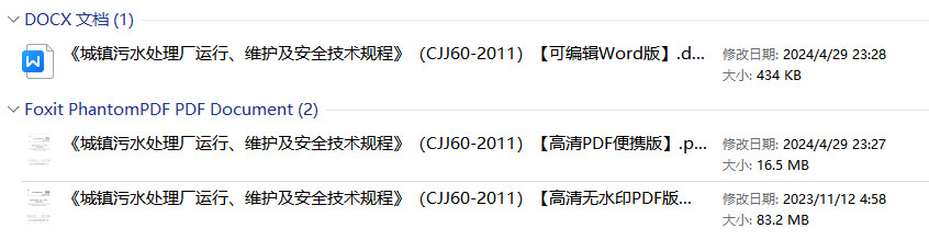 《城镇污水处理厂运行、维护及安全技术规程》（CJJ60-2011）【全文附高清无水印PDF+可编辑Word版下载】1