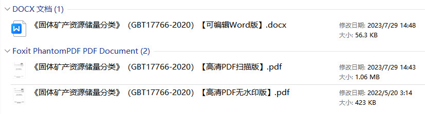 《固体矿产资源储量分类》（GB/T17766-2020）【全文附高清无水印PDF+可编辑Word版下载】1