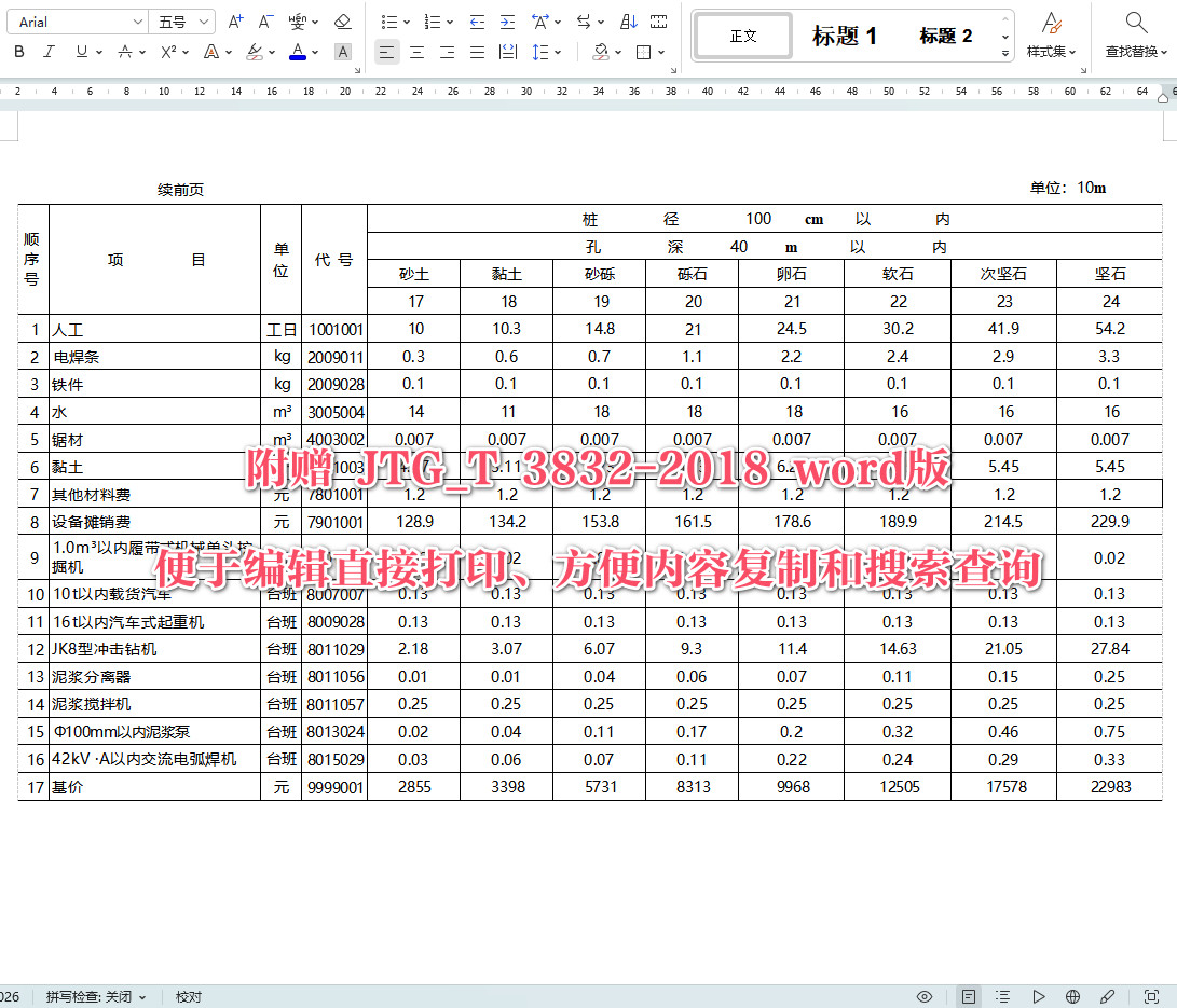 《公路工程预算定额》（JTG/T3832-2018）（上下册）【附2021年4月勘误表】【全文附高清无水印PDF版+可编辑Word版下载】6