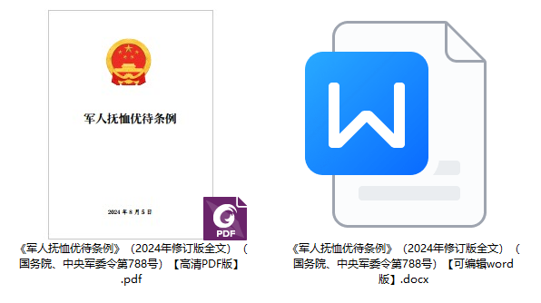 《军人抚恤优待条例》（2024年修订版全文）（国务院、中央军委令第788号）【高清PDF+word版下载】1