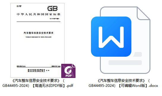 《汽车整车信息安全技术要求》（GB44495-2024）【全文附高清无水印PDF+可编辑Word版下载】1