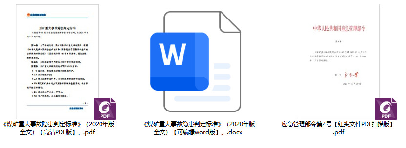 《煤矿重大事故隐患判定标准》（应急管理部令第4号）【全文附PDF扫描版+word版】