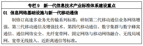 专栏 9	新一代信息技术产业标准体系建设重点