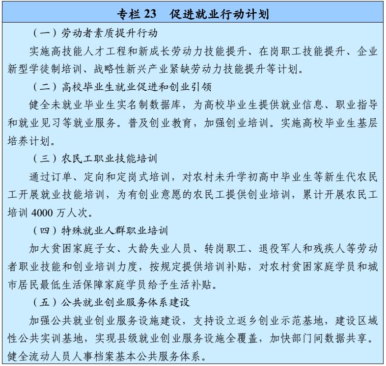 促进就业行动计划