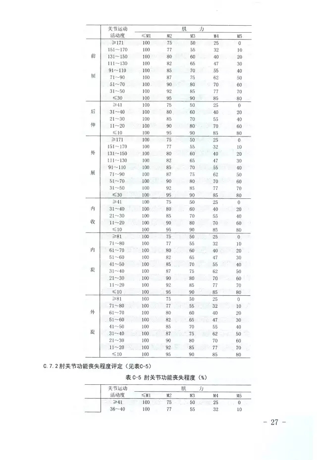 人体损伤致残程度分级27