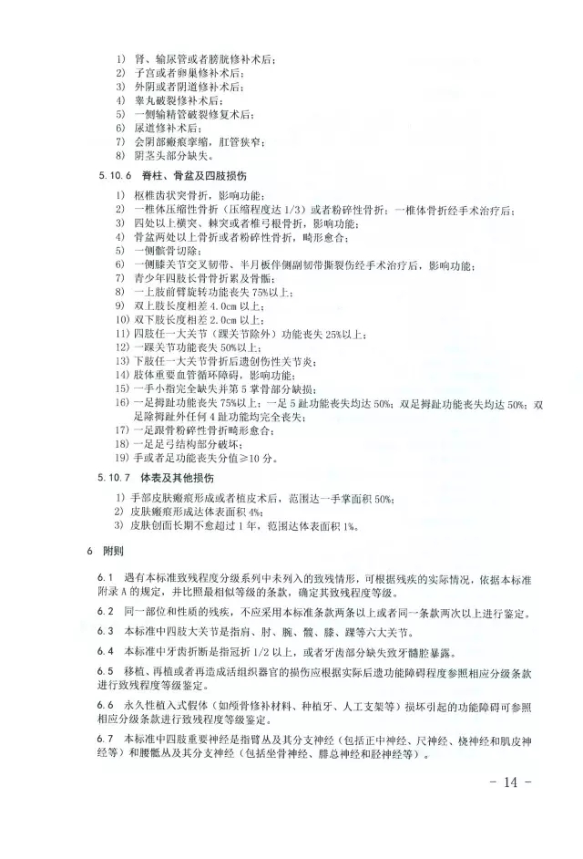 人体损伤致残程度分级14