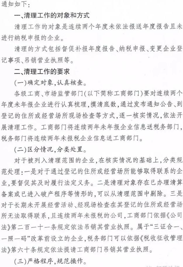 工商企监字〔2016〕97号《工商总局税务总局关于清理长期停业未经营企业工作有关问题的通知》2