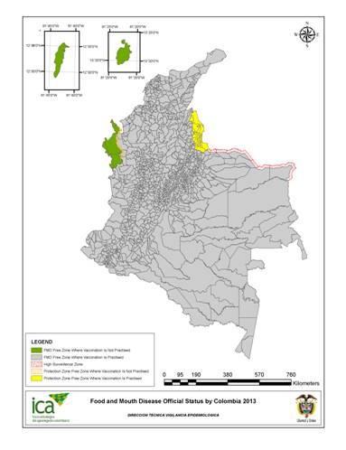 哥伦比亚口蹄疫区划图
