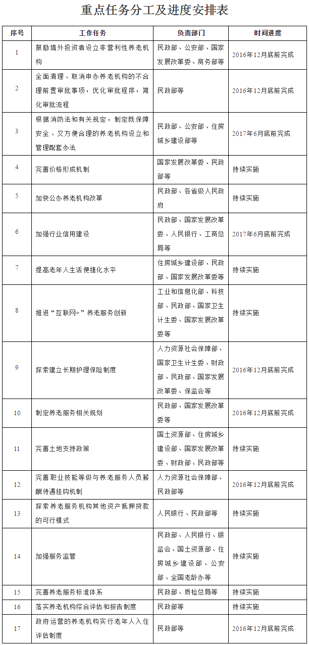 重点任务分工及进度安排表