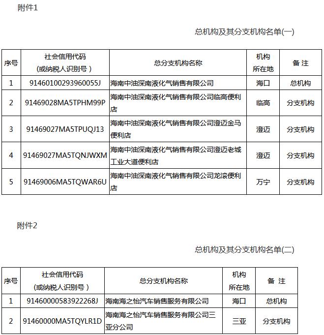 琼税发〔2021〕7号《国家税务总局海南省税务局海南省财政厅关于海南中油深南液化气销售有限公司等企业总分支机构汇总缴纳增值税有关事项的通知》